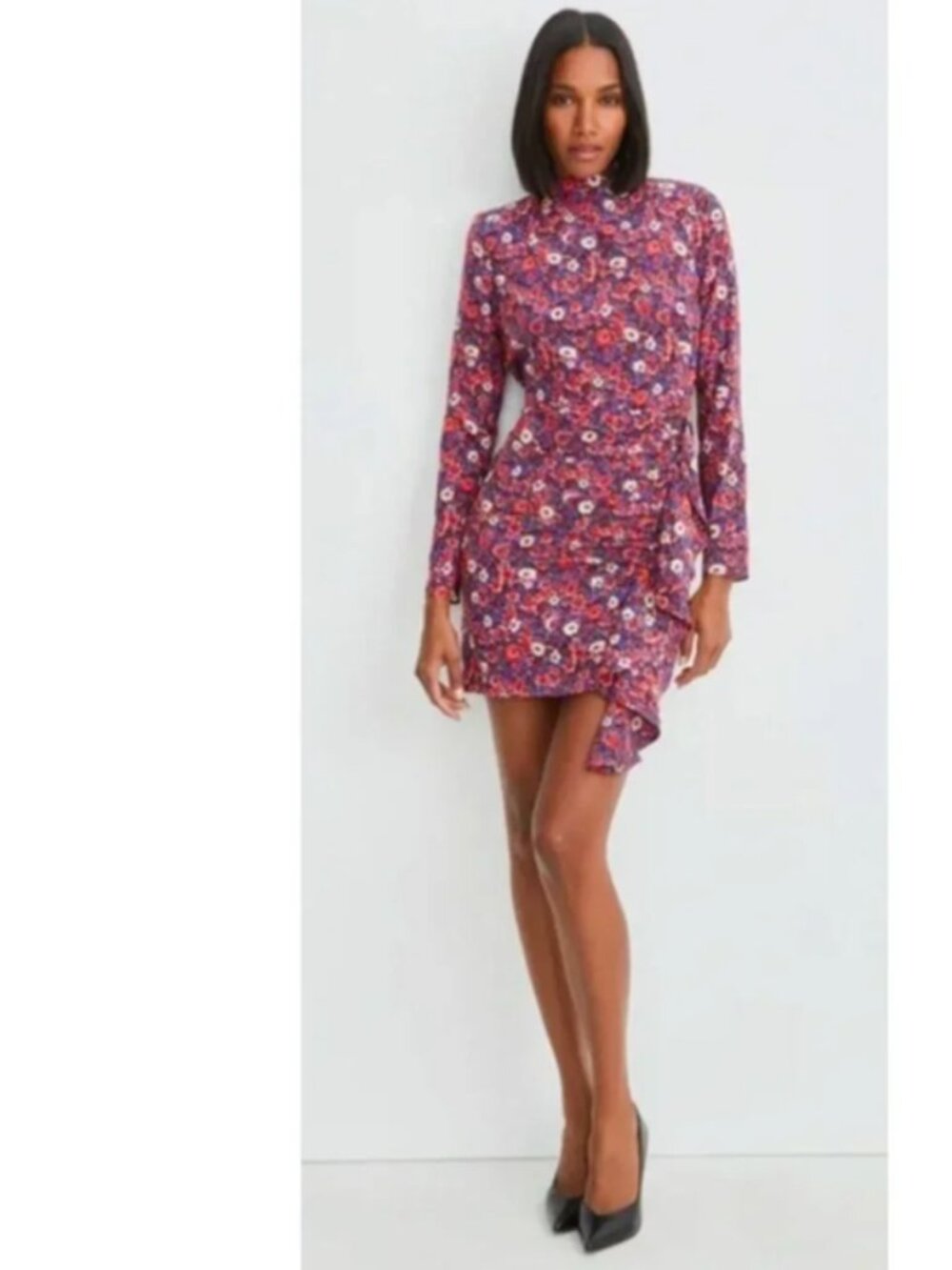 Veronica Beard Louella Mini Mock Neck Dress Floral Purple Size 2